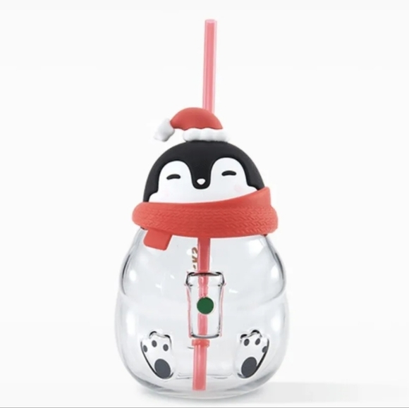 HTF Starbucks 2022 Christmas Penguin Glass Cup - Picture 8 of 10